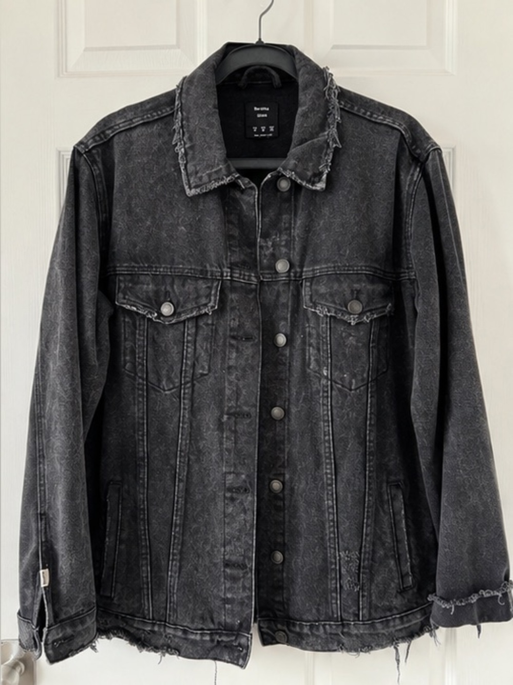 Bershka Black Distressed Denim Jacket - Women